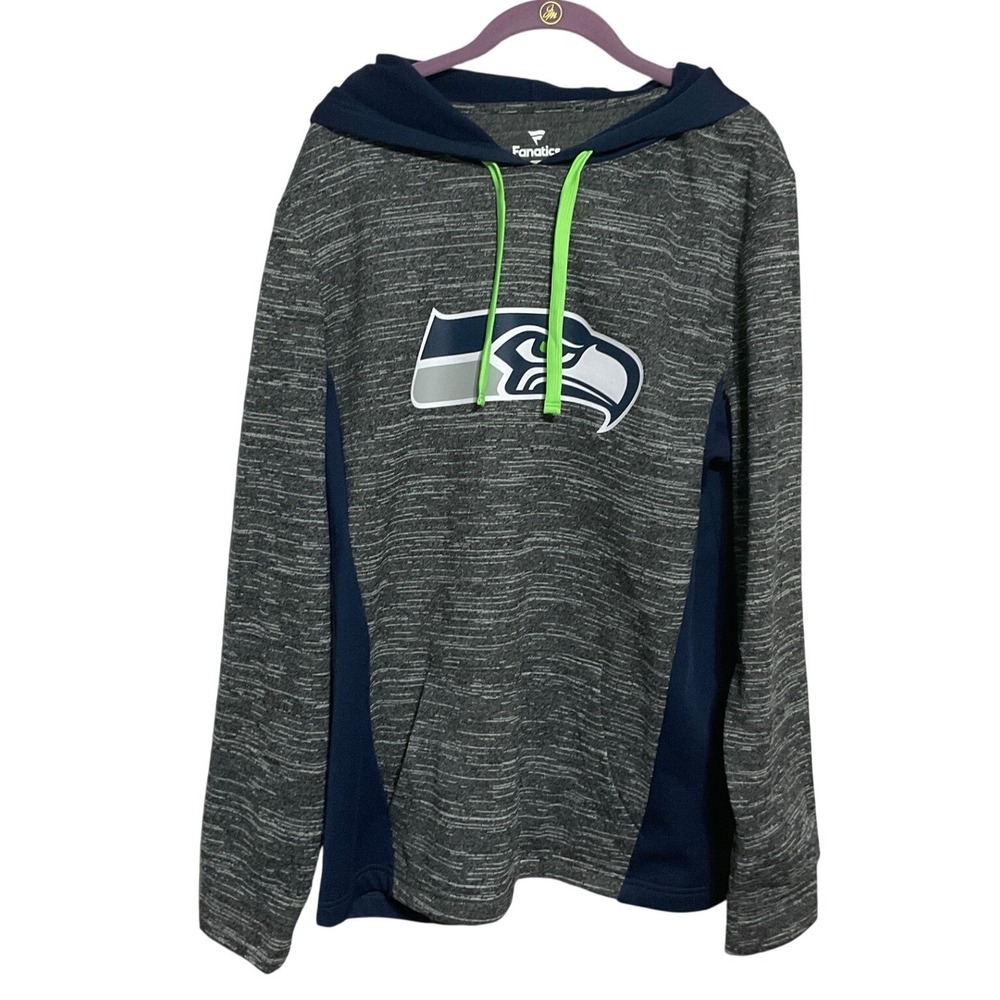 Fanatics Seattle Seahawks NFL Hoodie Mens Large Gray Blue Pullover Athletic
